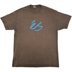 Vintage y2k Men's Brown Blue eS éS Skateboarding Logo Graphic T Shirt Size Large